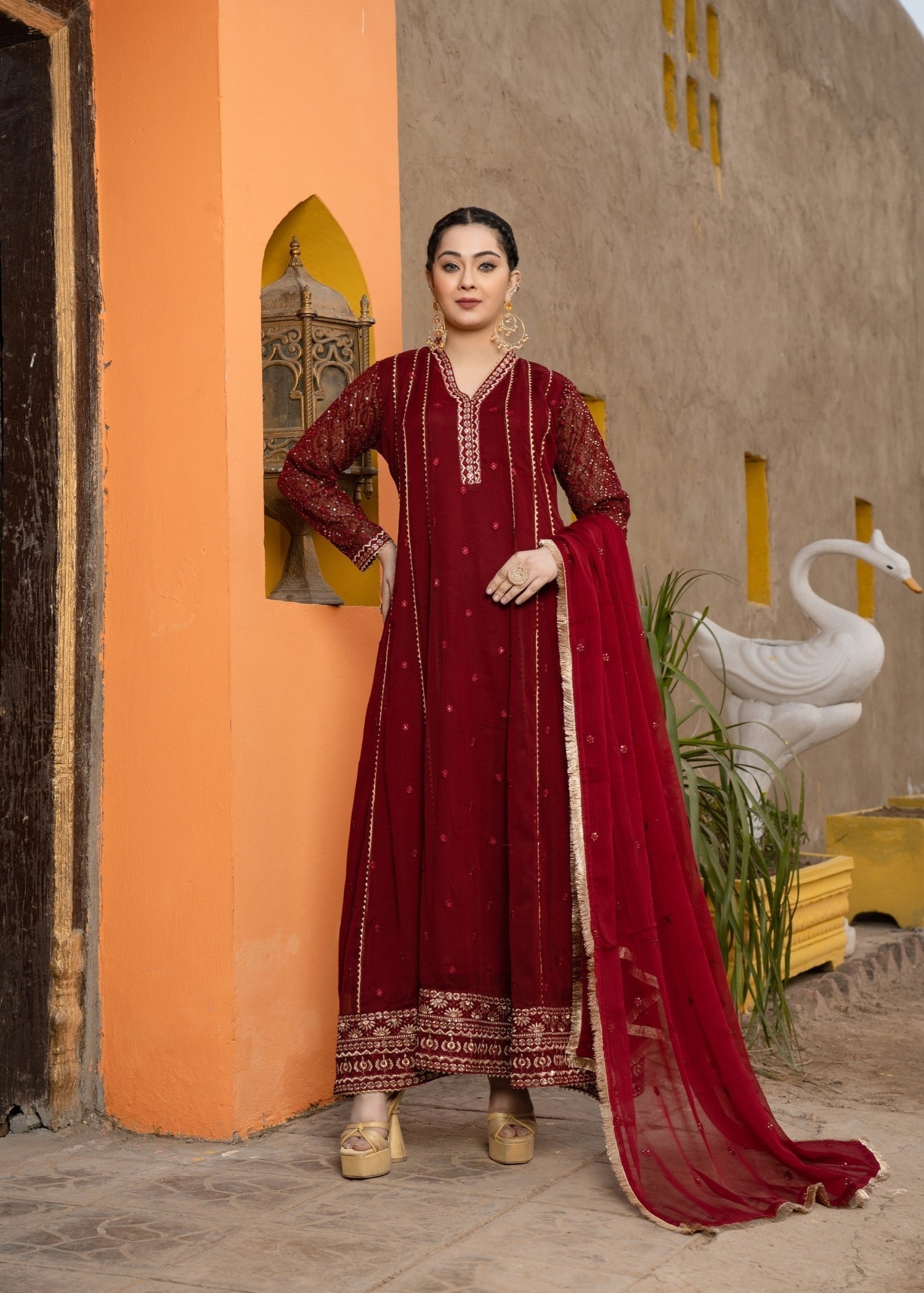 Abaan Zohan Kashish Maroon Women 3pcs