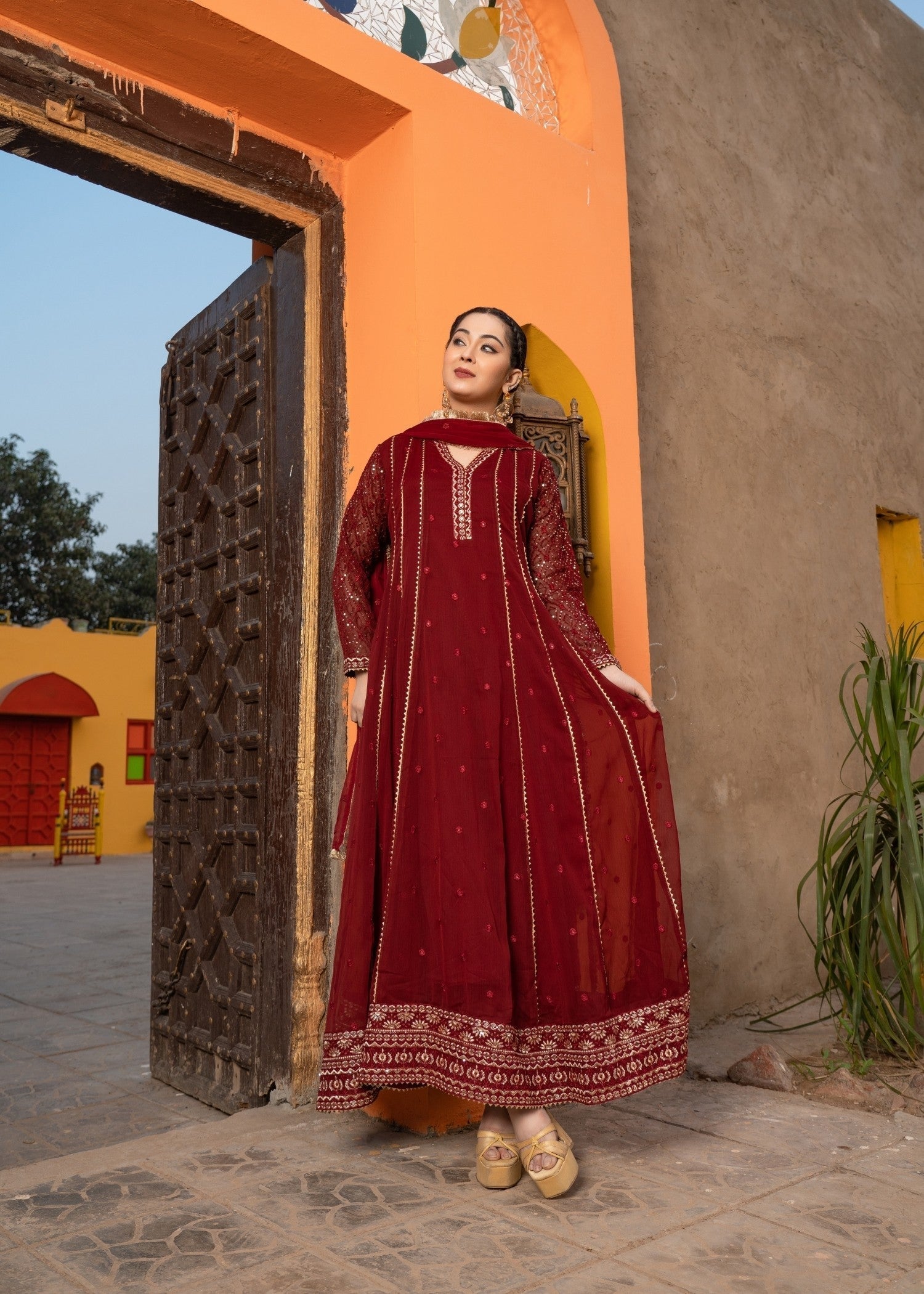 Abaan Zohan Kashish Maroon Women 3pcs