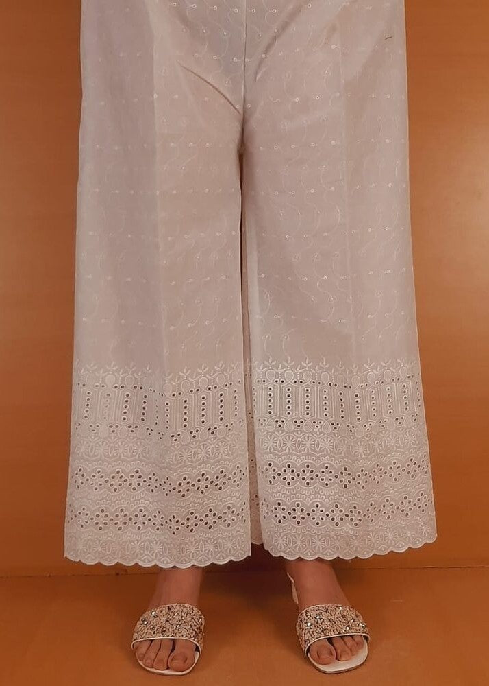 Zardi Chikankari Palazzo White ZT300 Women 1pcs