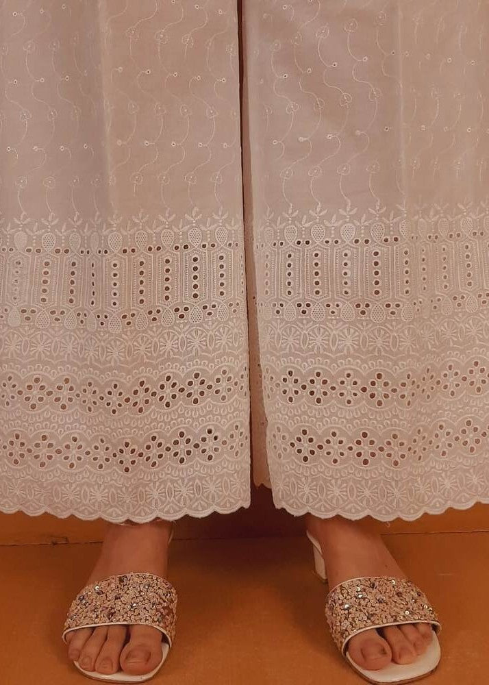 Zardi Chikankari Palazzo White ZT300 Women 1pcs