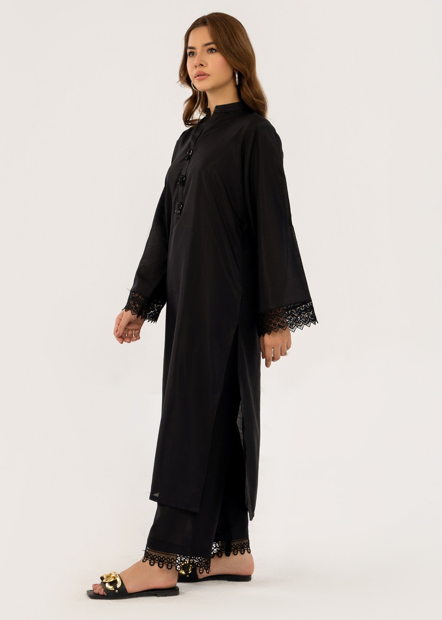 By-East Dyed Blended Raw Silk Dress (Pret) Women 2pcs