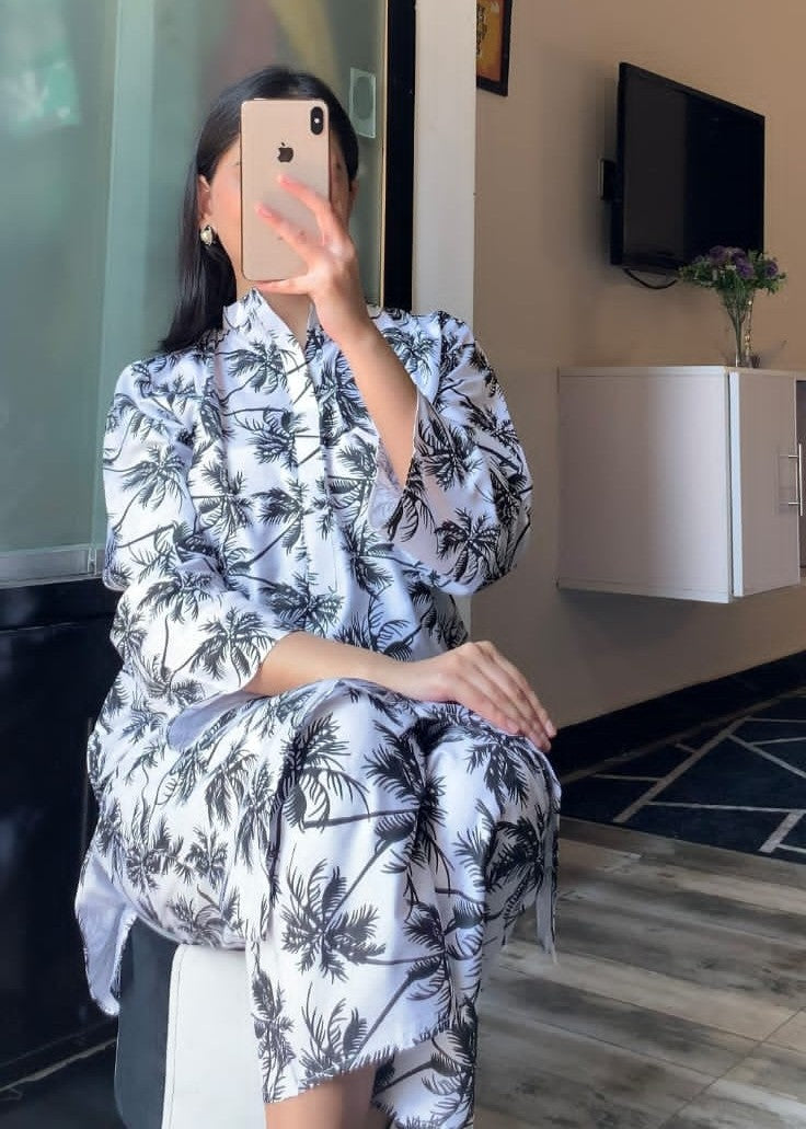 Anabya Garments White Palm tree Women 2pcs