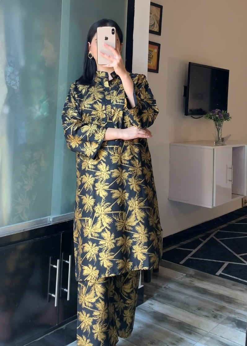 Anabya Garments Black Palm Tree Women 2pcs