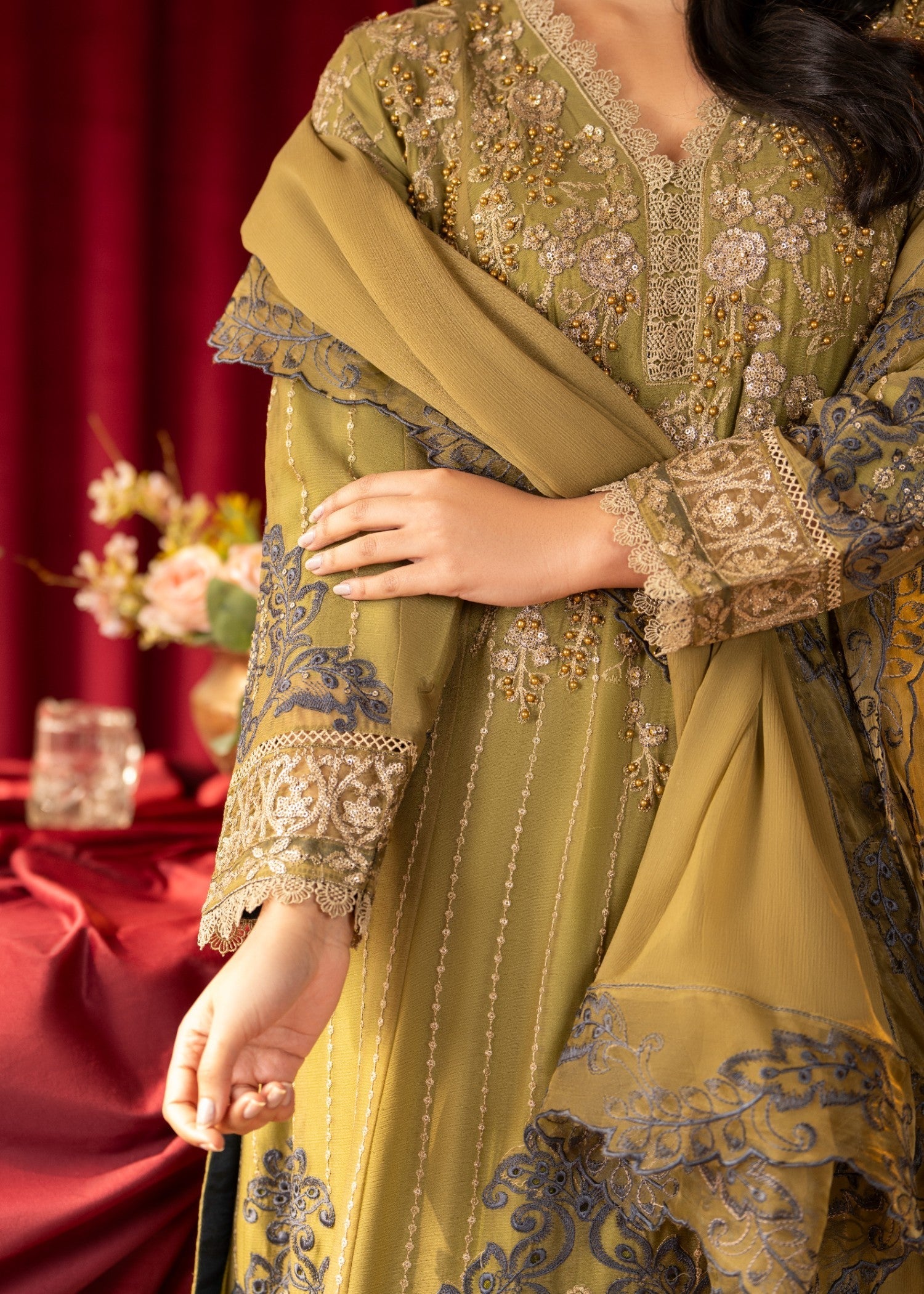 Pehnawa Fashion GOLDISH CHIFFON Women 3pcs