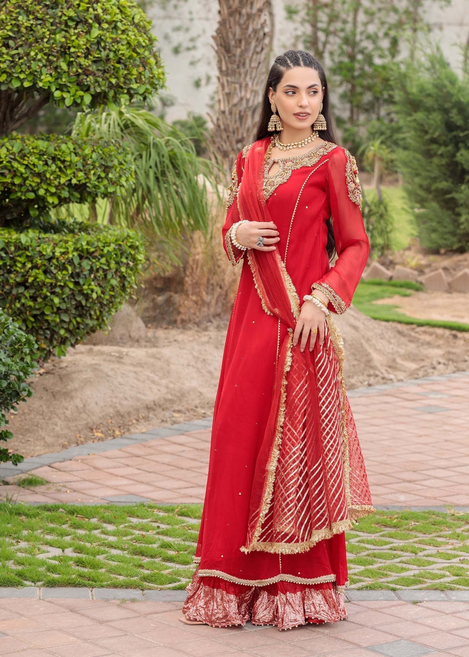 Khuda Baksh Creations Z 303 Red Women 4pcs