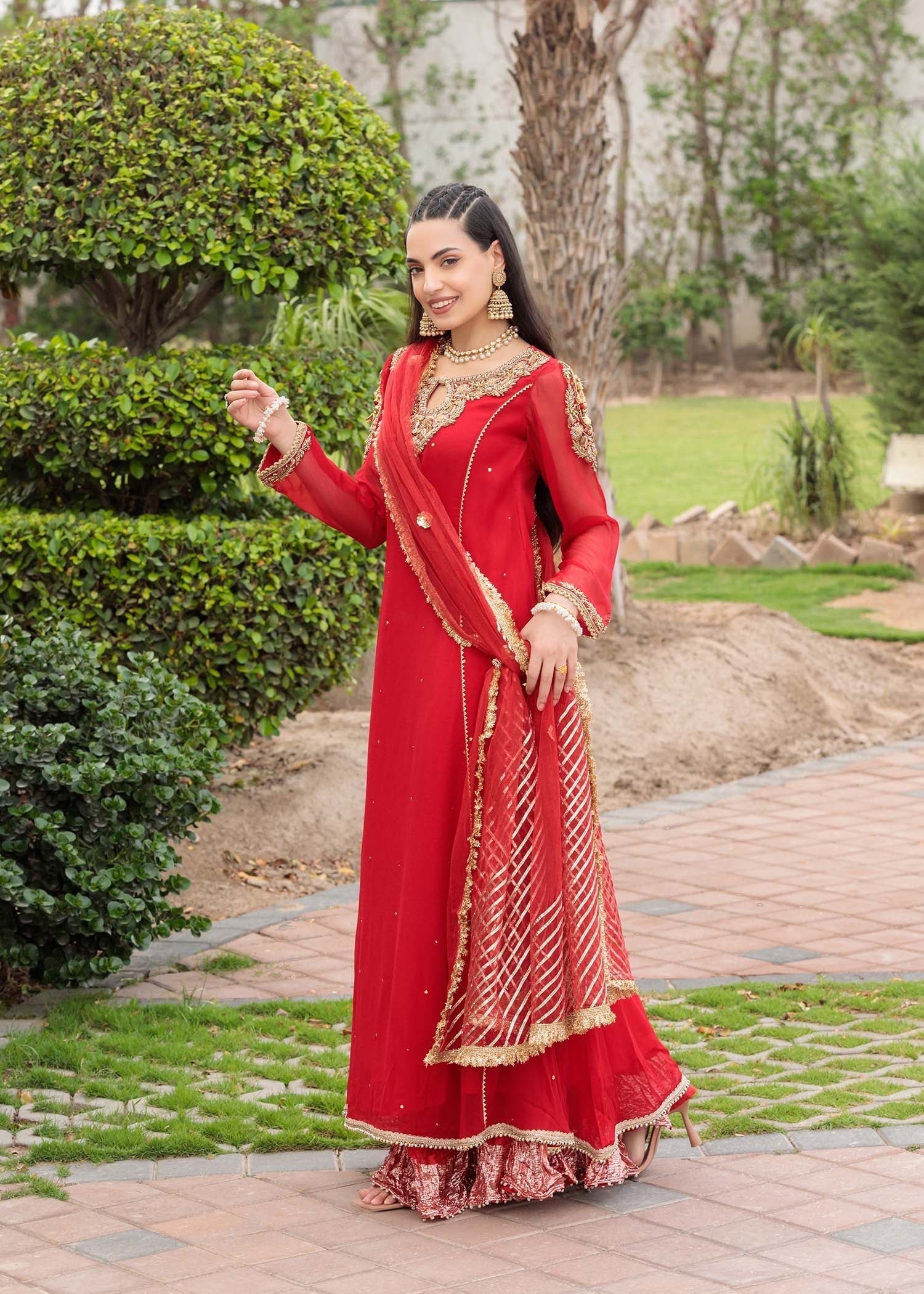 Khuda Baksh Creations Z 303 Red Women 4pcs