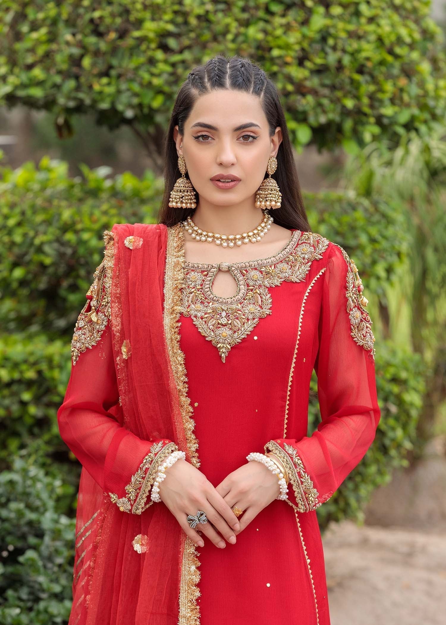 Khuda Baksh Creations Z 303 Red Women 4pcs