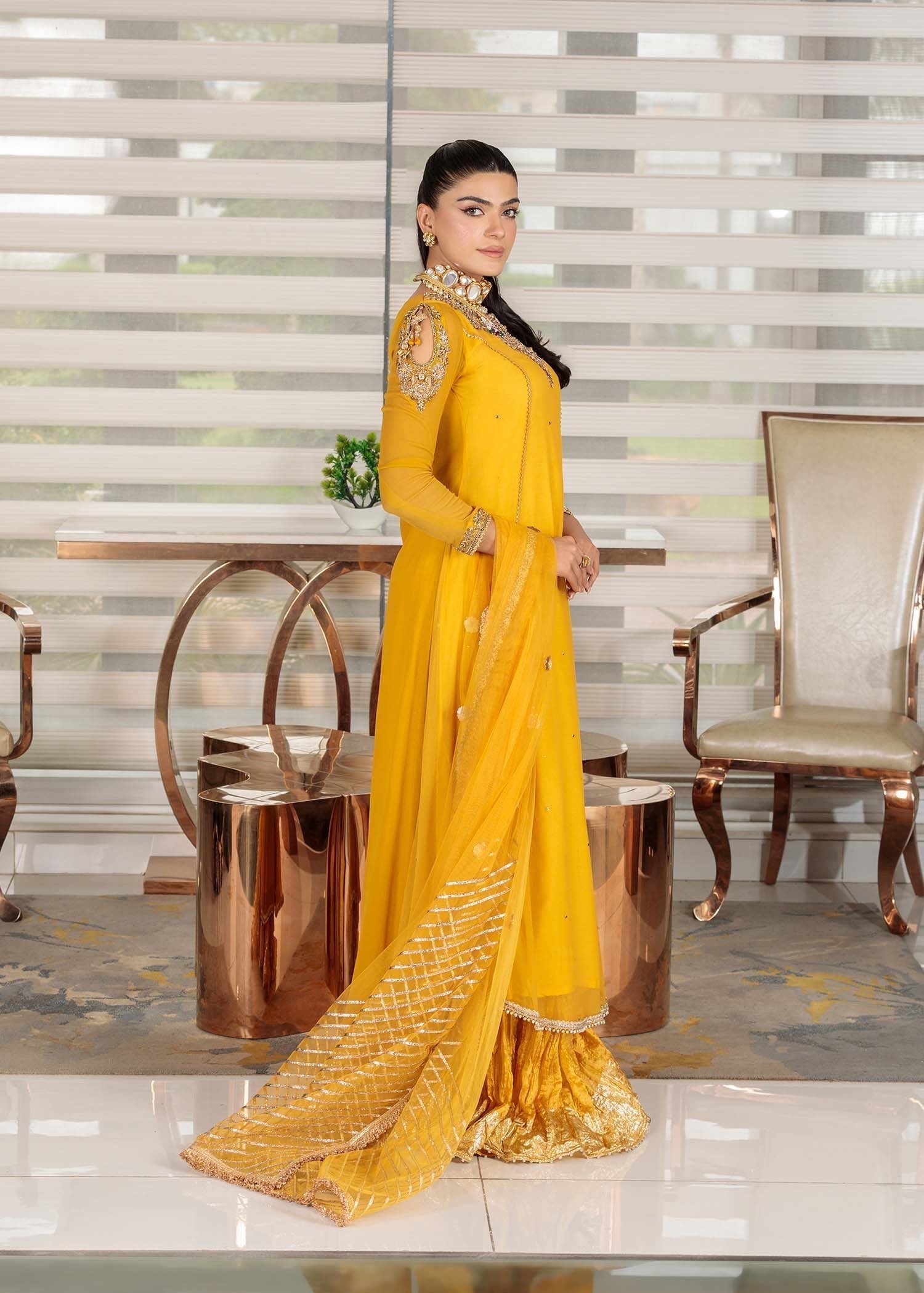 Khuda Baksh Creations Z 303 Mustard Women 3pcs