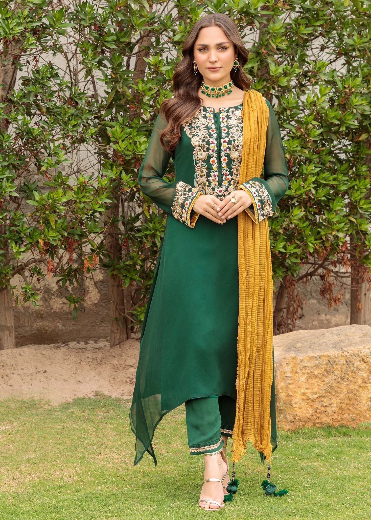 Khuda Baksh Creations M 107 Green Women 4pcs