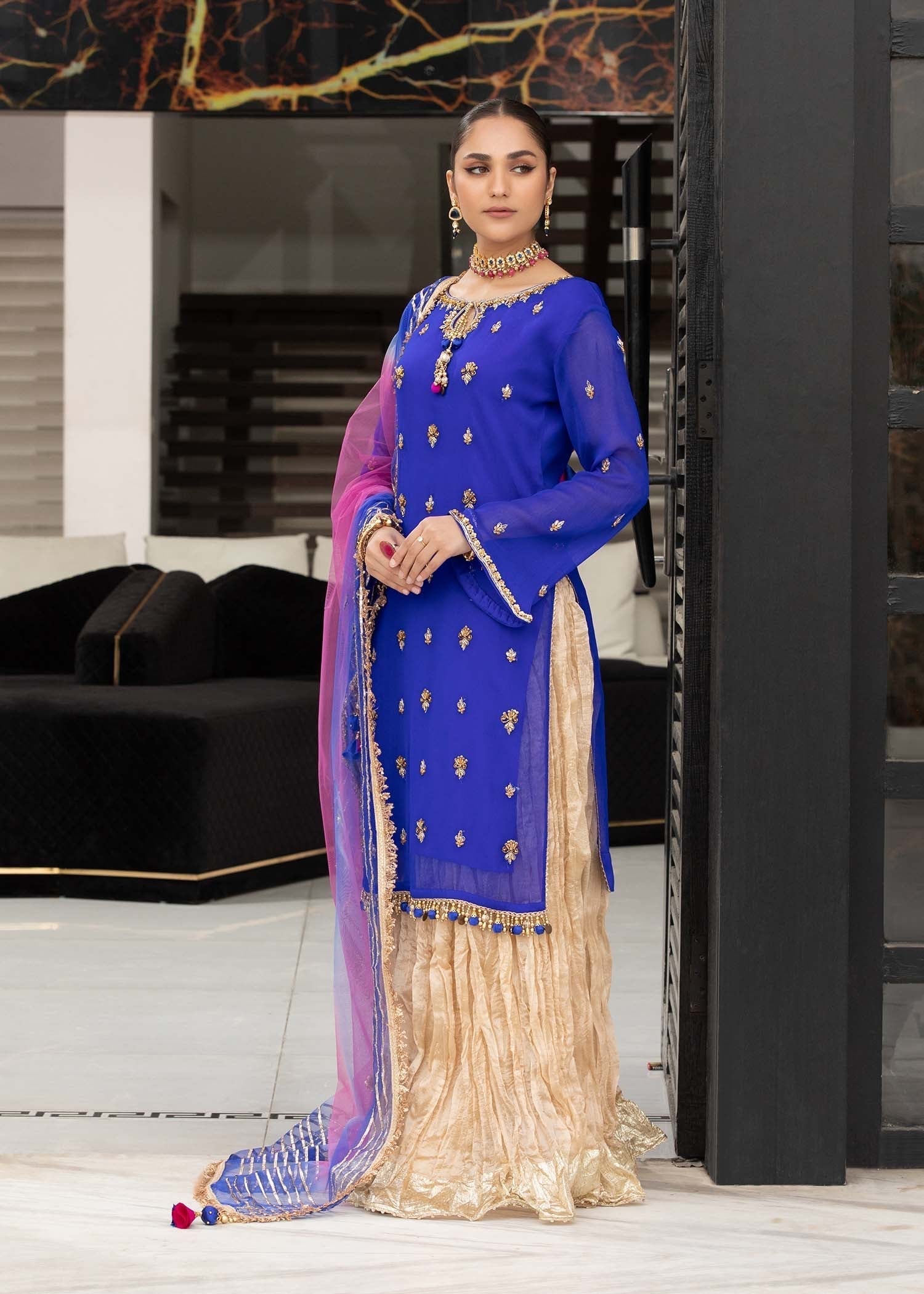 Khuda Baksh Creations Z 295 Blue Women 4pcs