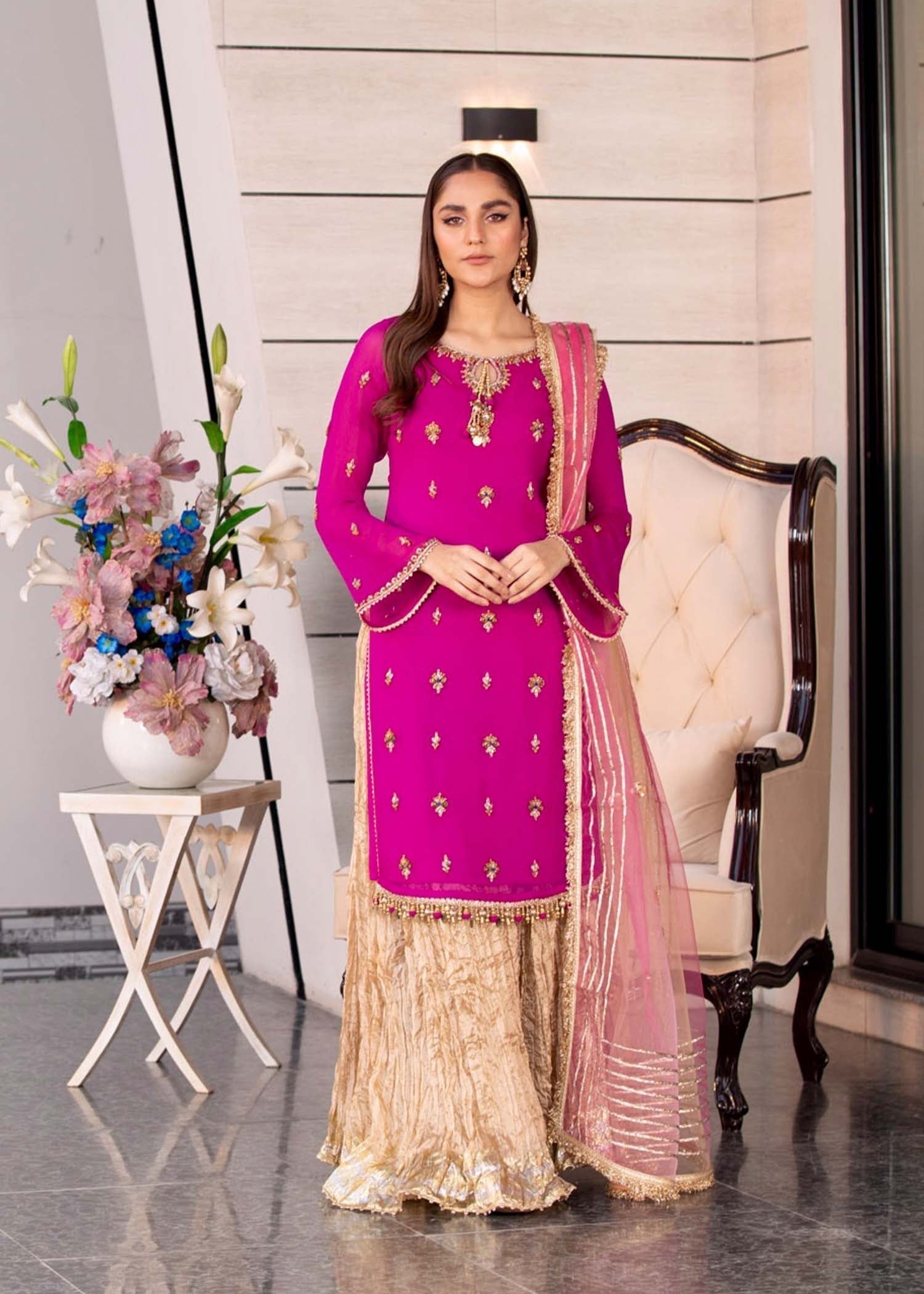 Khuda Baksh Creations Z 295 Magenta Women 4pcs