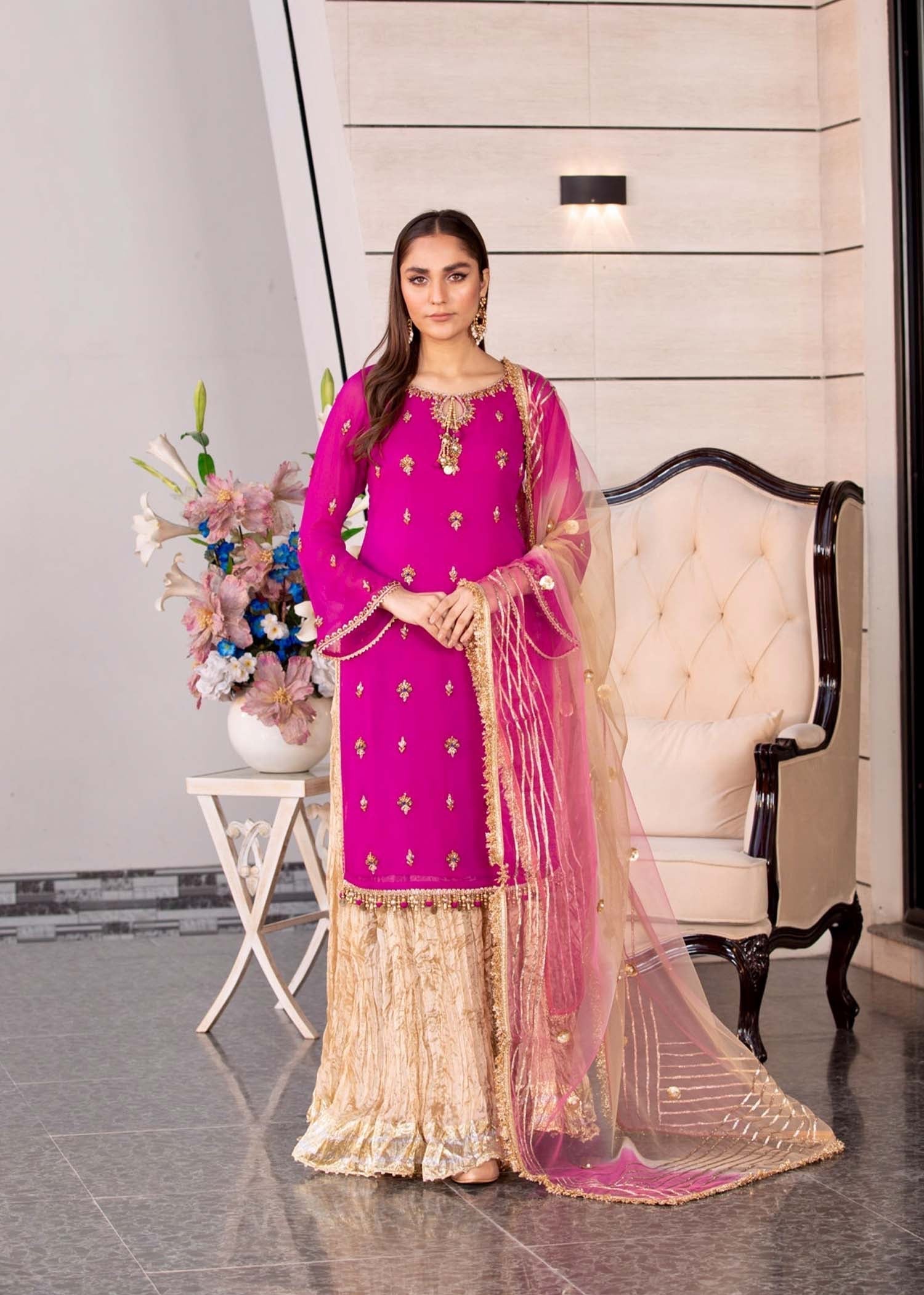 Khuda Baksh Creations Z 295 Magenta Women 4pcs