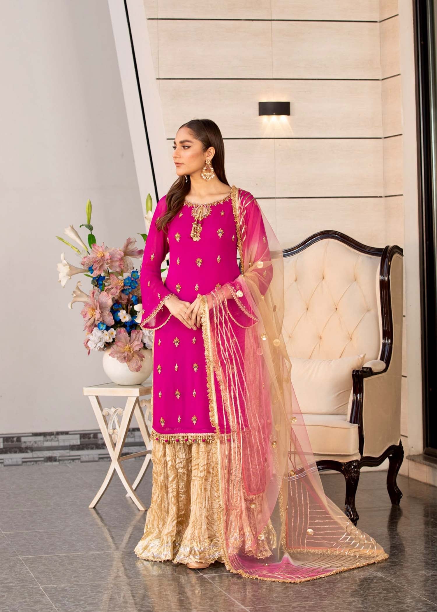 Khuda Baksh Creations Z 295 Magenta Women 4pcs