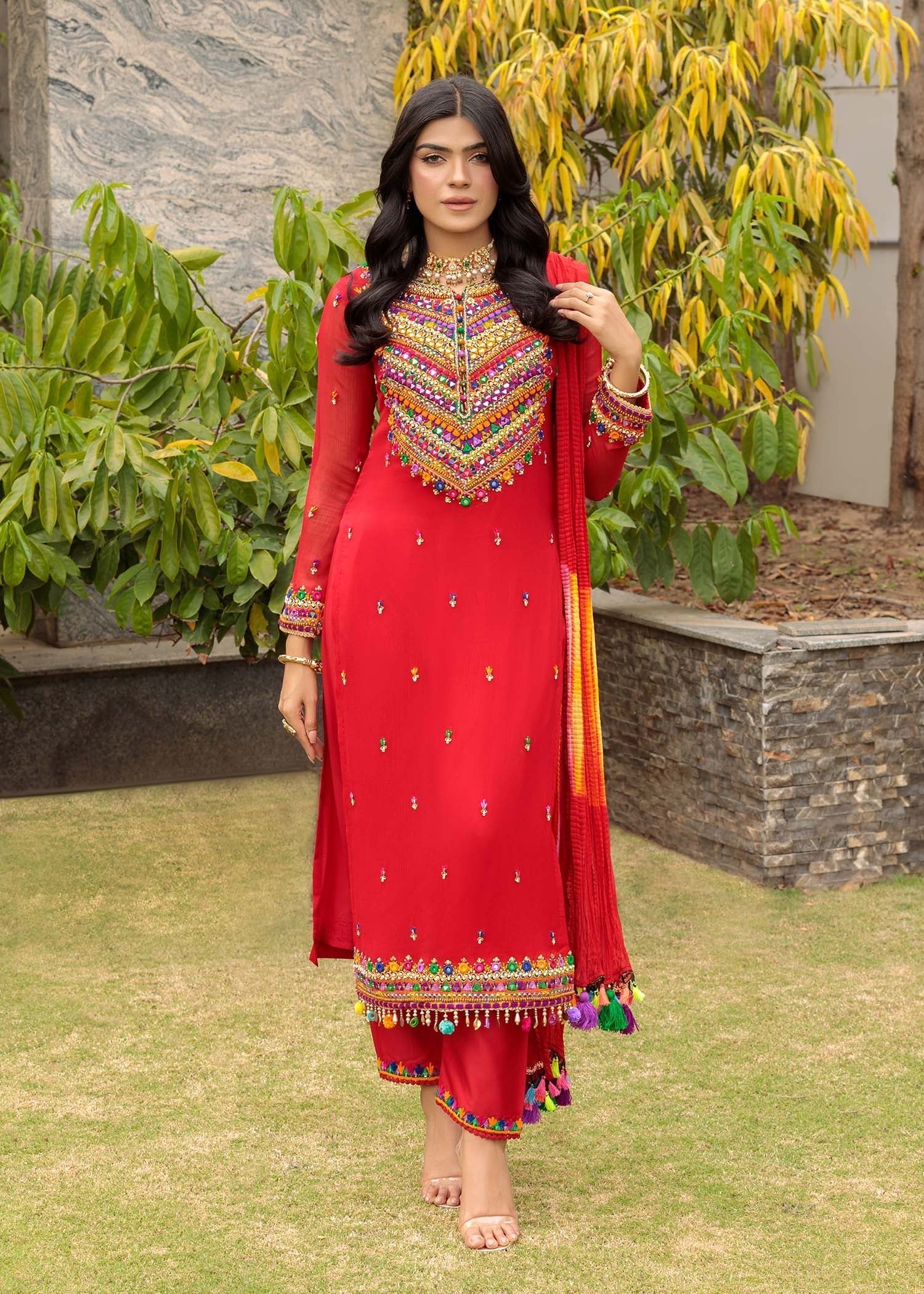 Khuda Baksh Creations Z 301 Red Women 4pcs