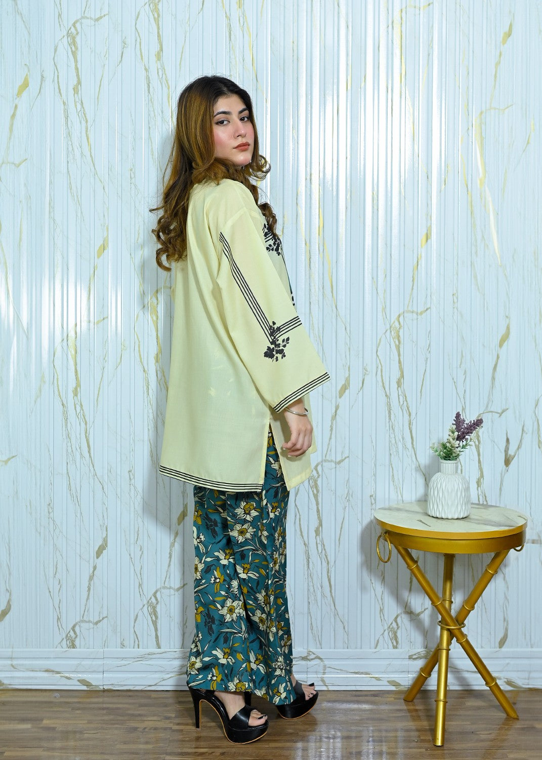 The Affordable Designer Teal yellow coord Women 2pcs