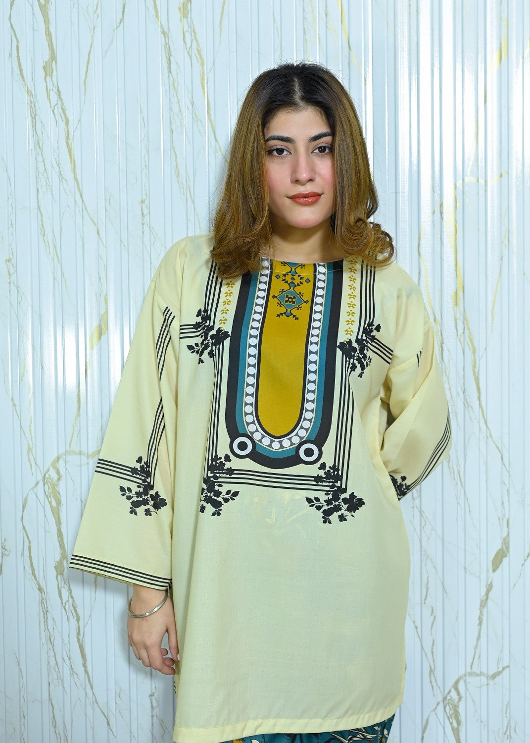 The Affordable Designer Teal yellow coord Women 2pcs