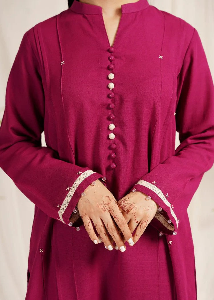Mehryam Collection Burgundy Khaddar Dress Women 2pcs