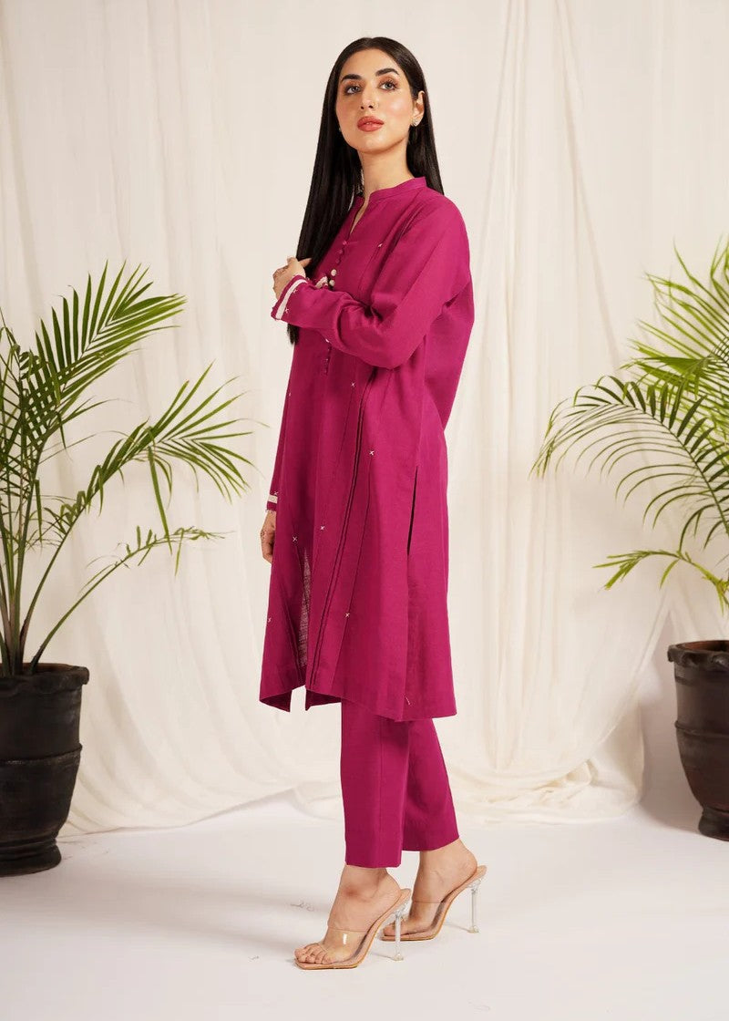 Mehryam Collection Burgundy Khaddar Dress Women 2pcs
