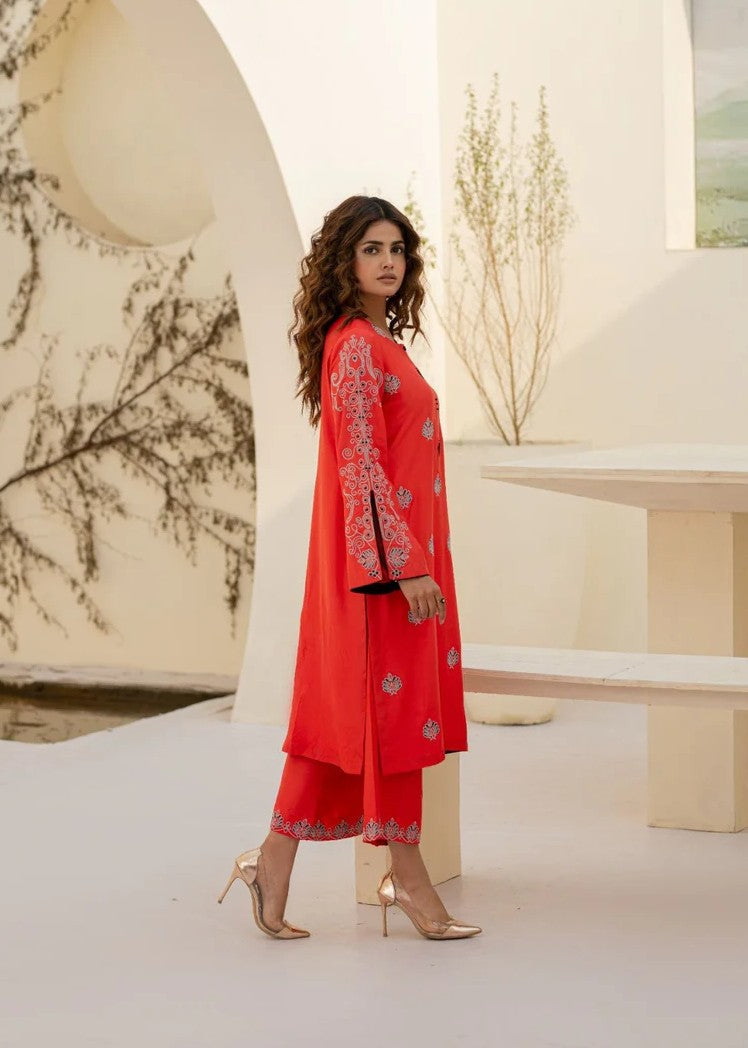 Mehryam Collection ORANGE COTTEL EMBROIDED READY TO WEAR Women 2pcs