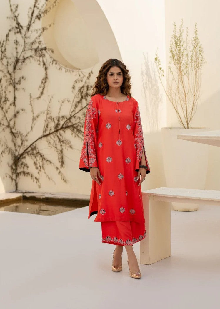 Mehryam Collection ORANGE COTTEL EMBROIDED READY TO WEAR Women 2pcs