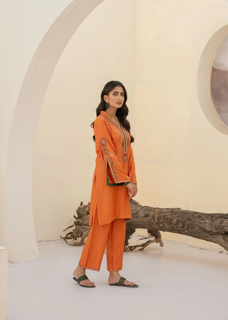 Mehryam Collection Light Coral COTTEL EMBROIDED READY TO WEAR Women 2pcs