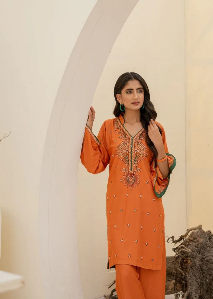 Mehryam Collection Light Coral COTTEL EMBROIDED READY TO WEAR Women 2pcs