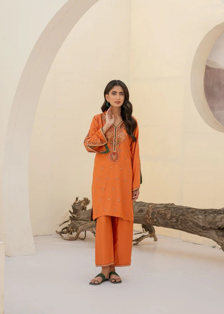 Mehryam Collection Light Coral COTTEL EMBROIDED READY TO WEAR Women 2pcs