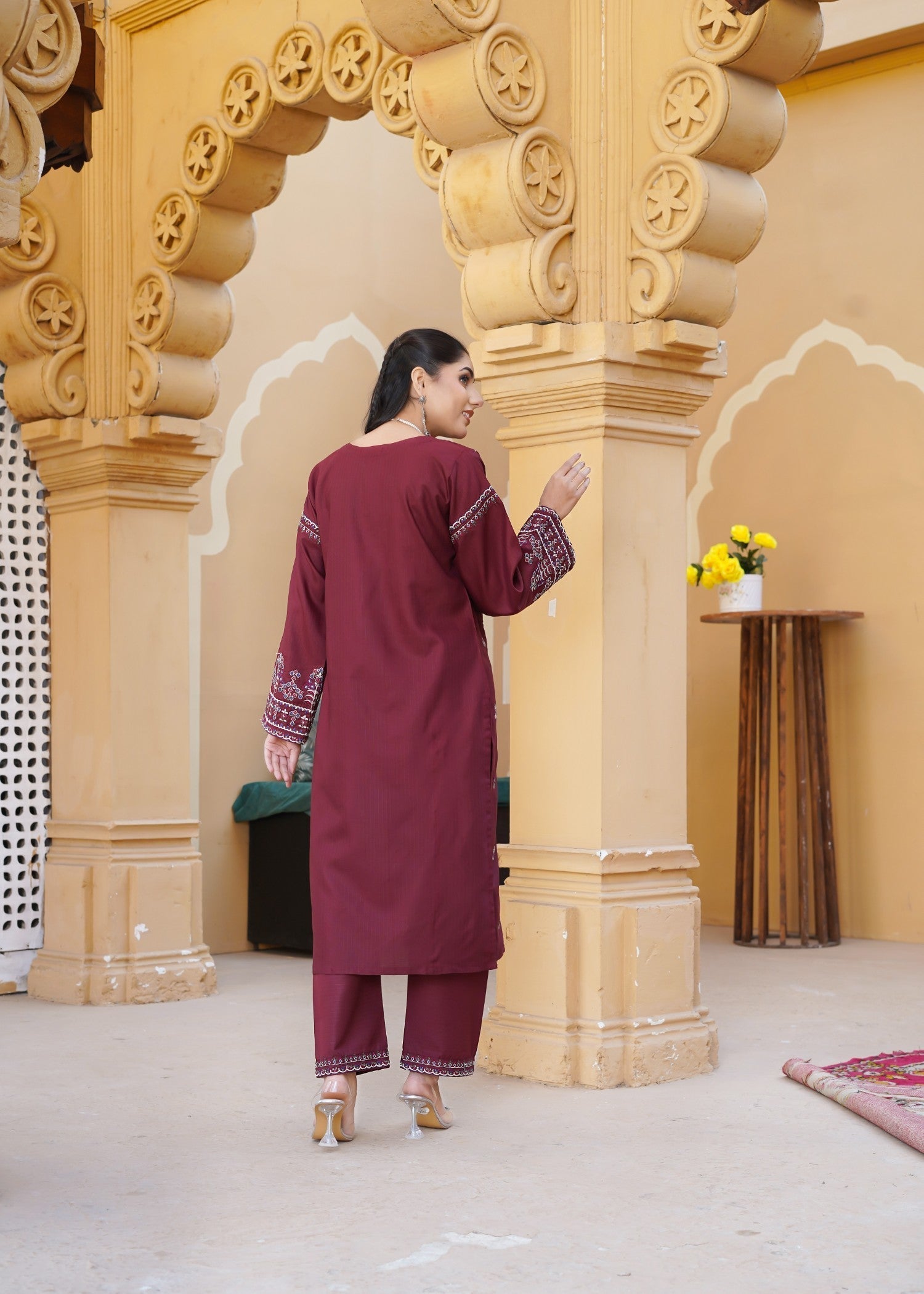 Stylish Collection AZUR EMBROIDERED MAROON Women 2pcs