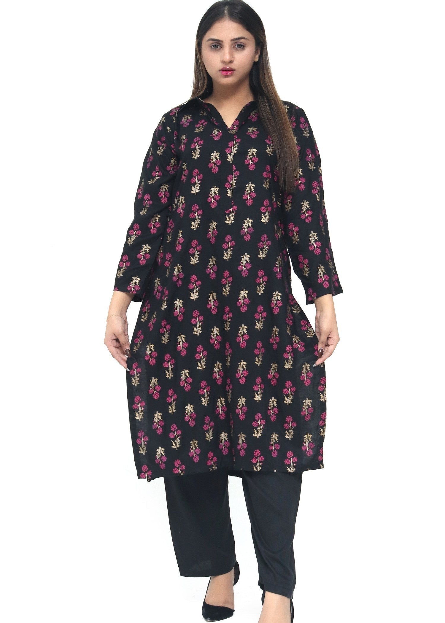 Zeekstore Printed Kurta Set D086 Women 2pcs