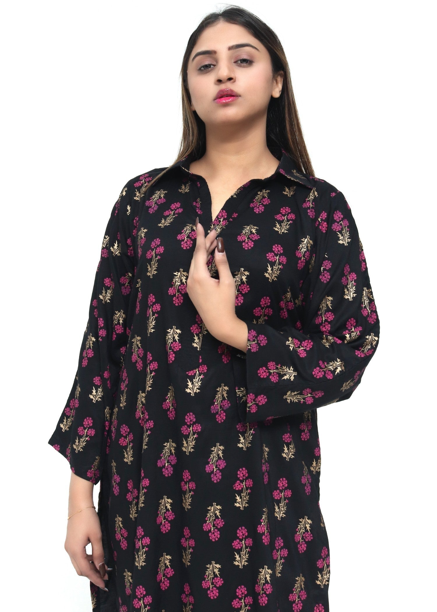 Zeekstore Printed Kurta Set D086 Women 2pcs