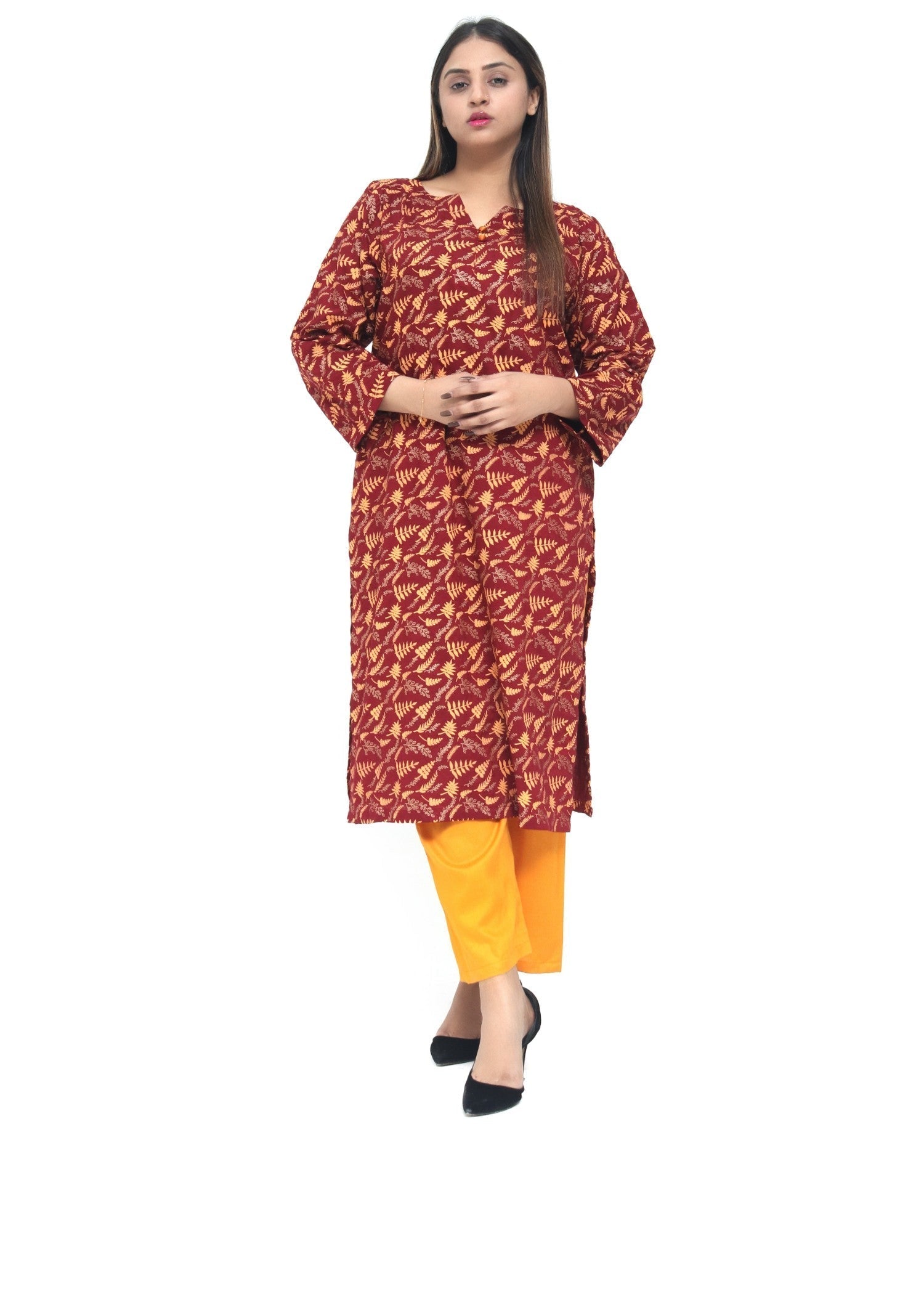 Zeekstore Maroon Printed Basic Set Women 2pcs