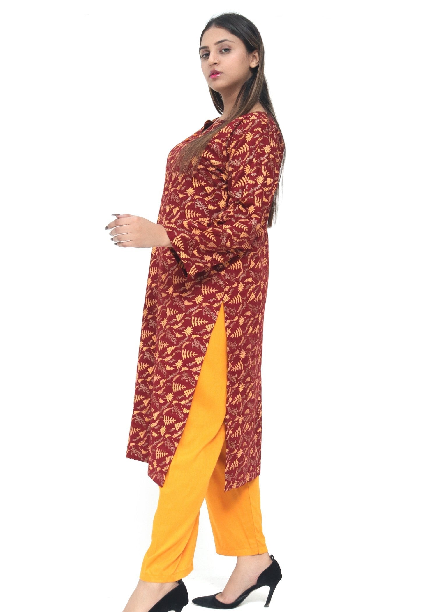 Zeekstore Maroon Printed Basic Set Women 2pcs