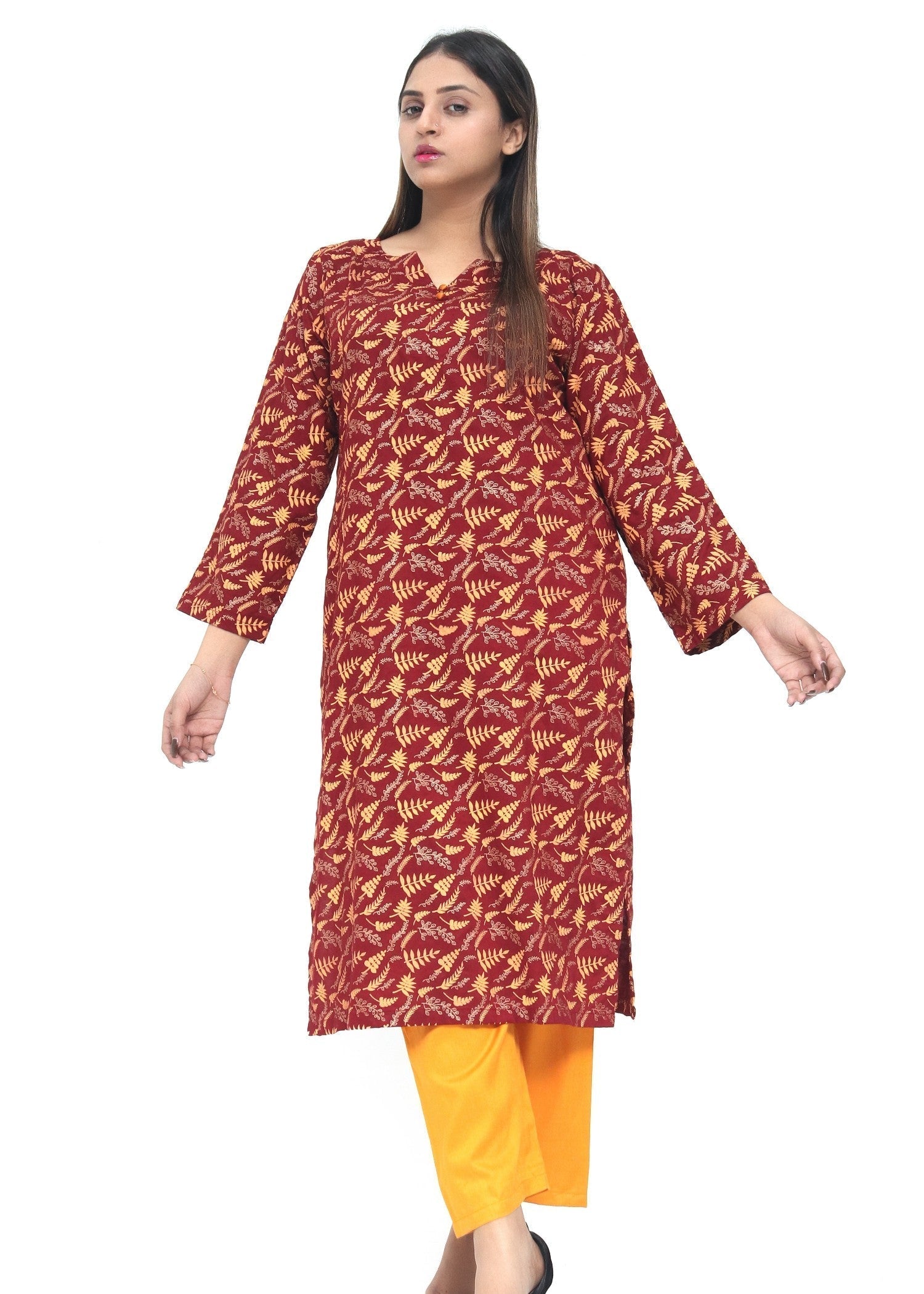 Zeekstore Maroon Printed Basic Set Women 2pcs