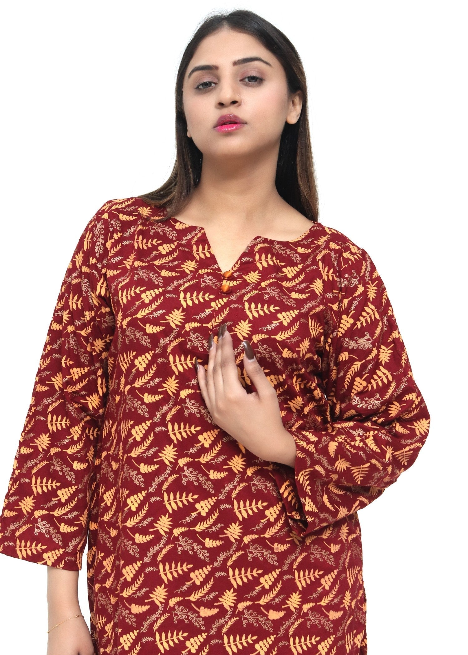 Zeekstore Maroon Printed Basic Set Women 2pcs