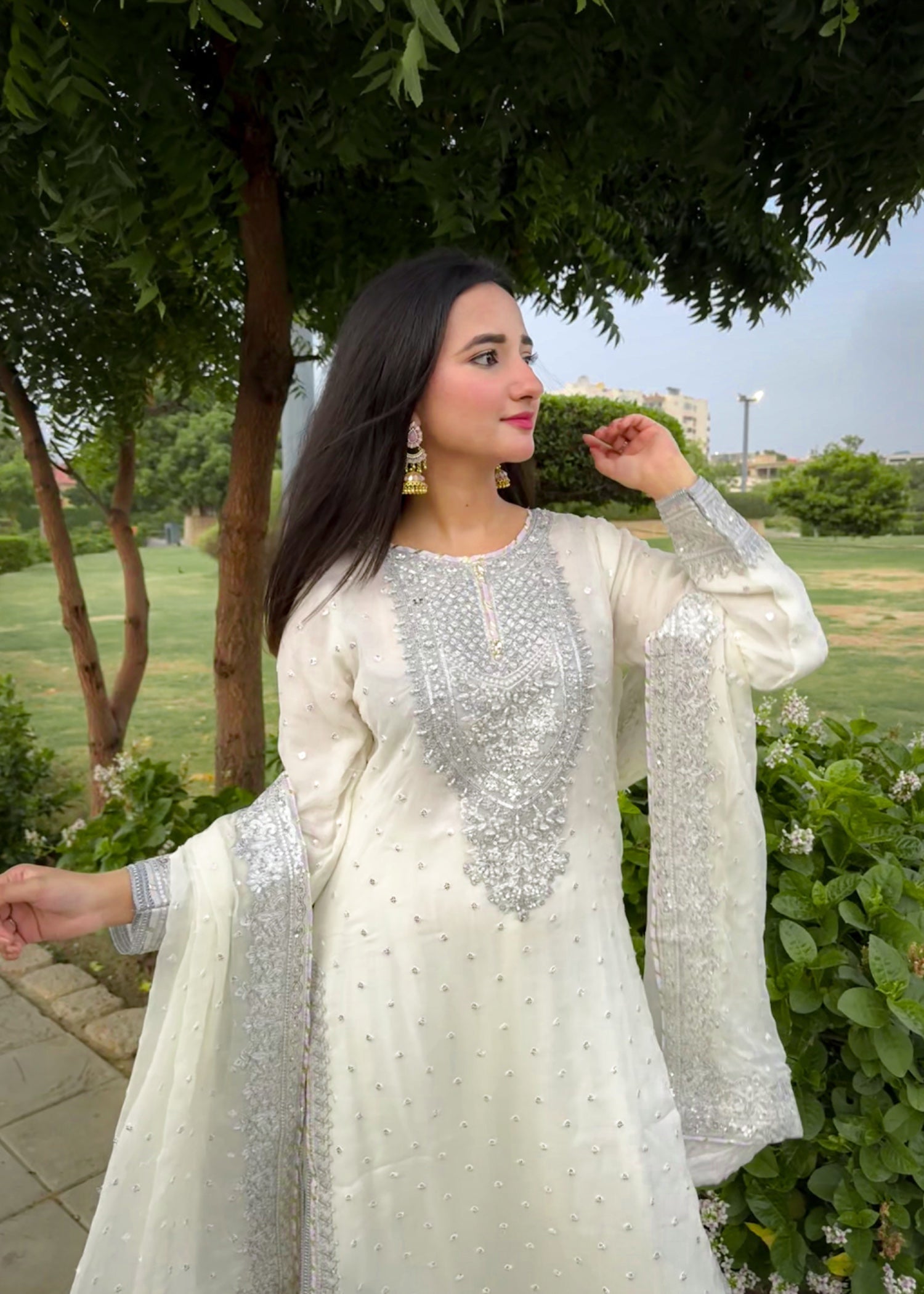 Suits By Sadia Sajalali gharara offwhite Women 3pcs