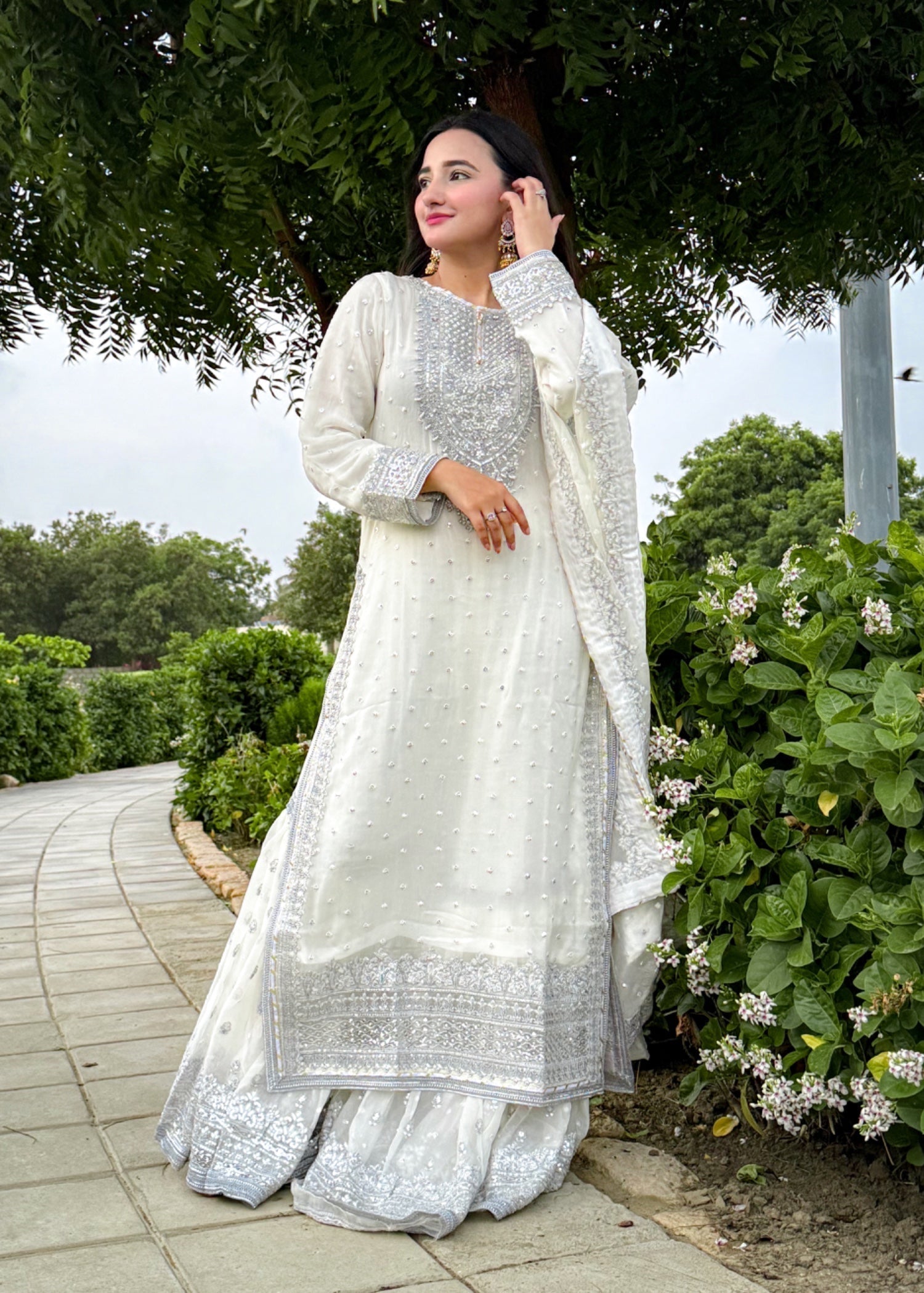 Suits By Sadia Sajalali gharara offwhite Women 3pcs