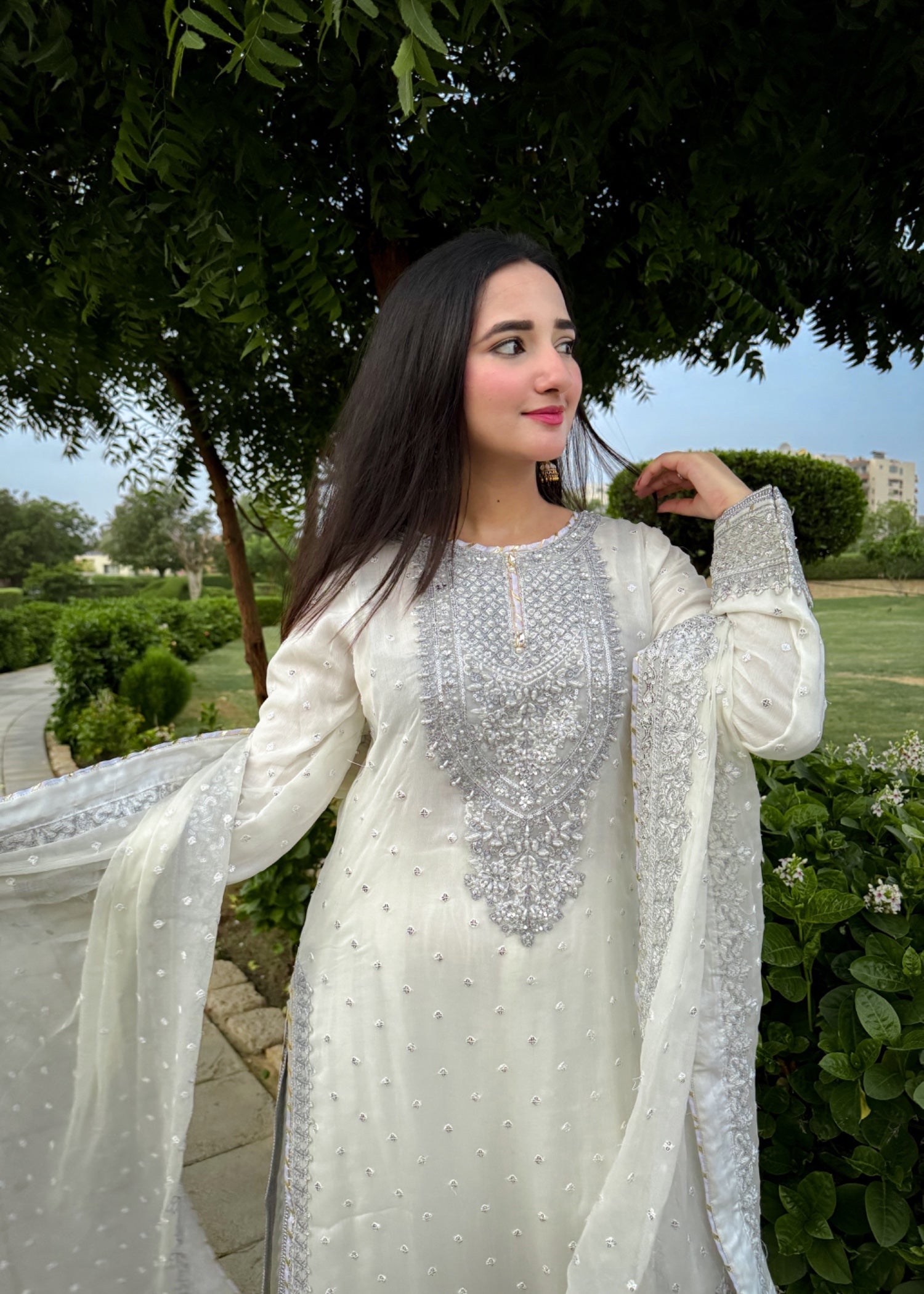 Suits By Sadia Sajalali gharara offwhite Women 3pcs