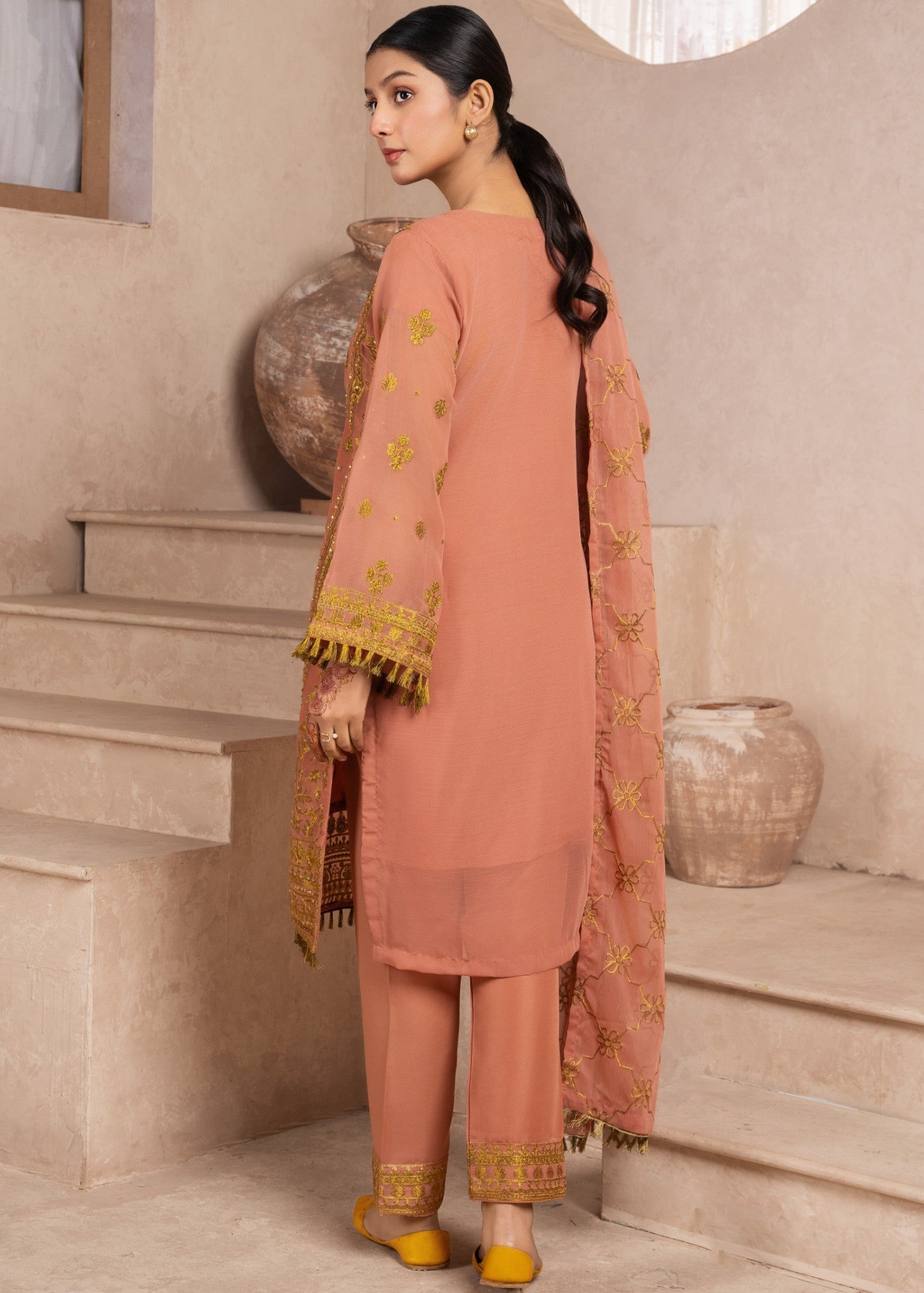 Four Season Boutique RANGEEN DOTTED PEACH Women 3pcs