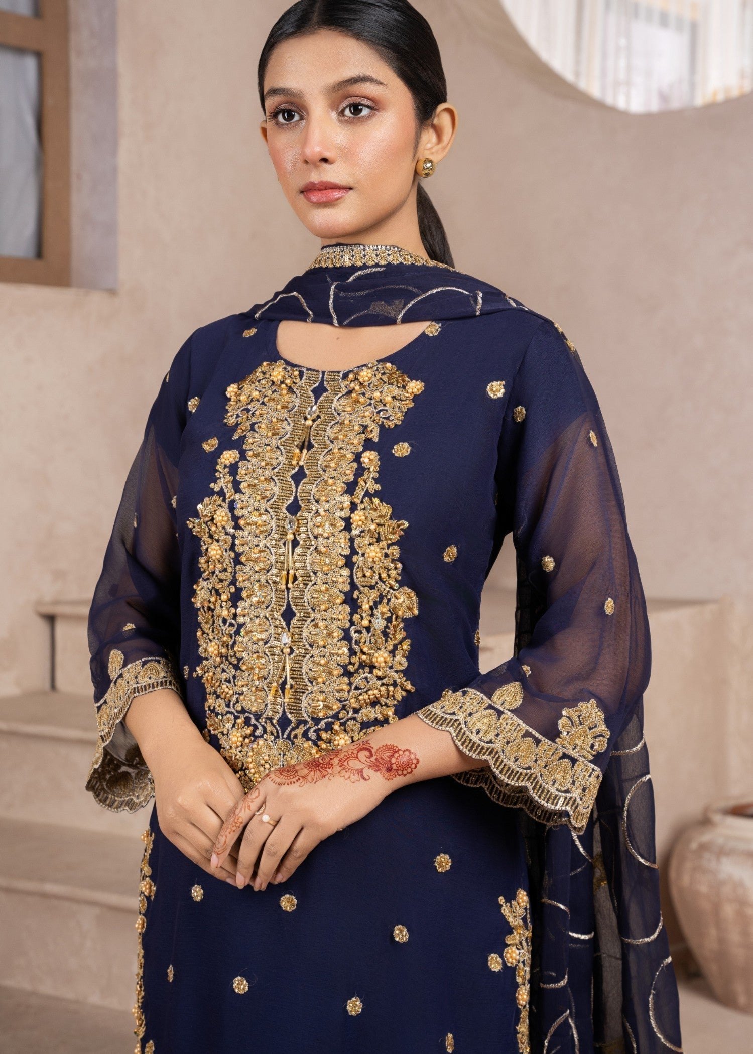 Four Season Boutique SHABNAM CHIFFON BLUE Women 3pcs