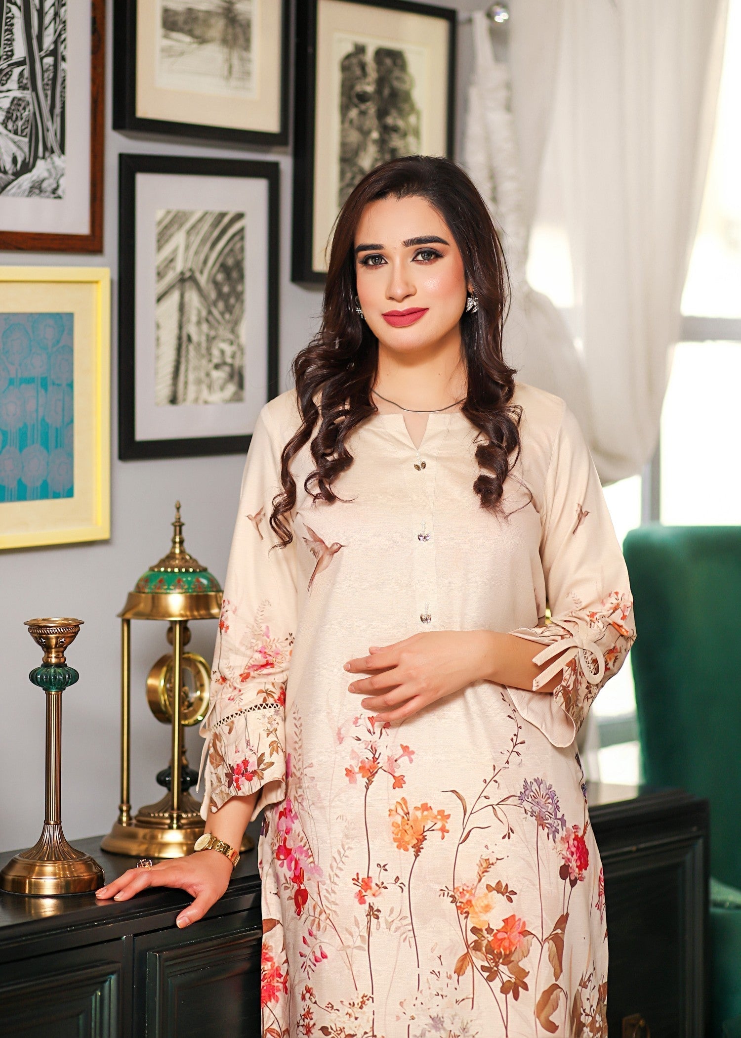 Noah Officials Bird Printed Chambray Suit Women 2pcs