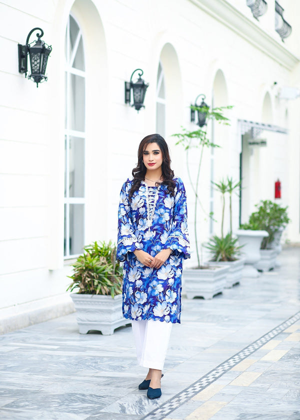Noah Officials Blue Flower Khaddar Suit Women 2pcs