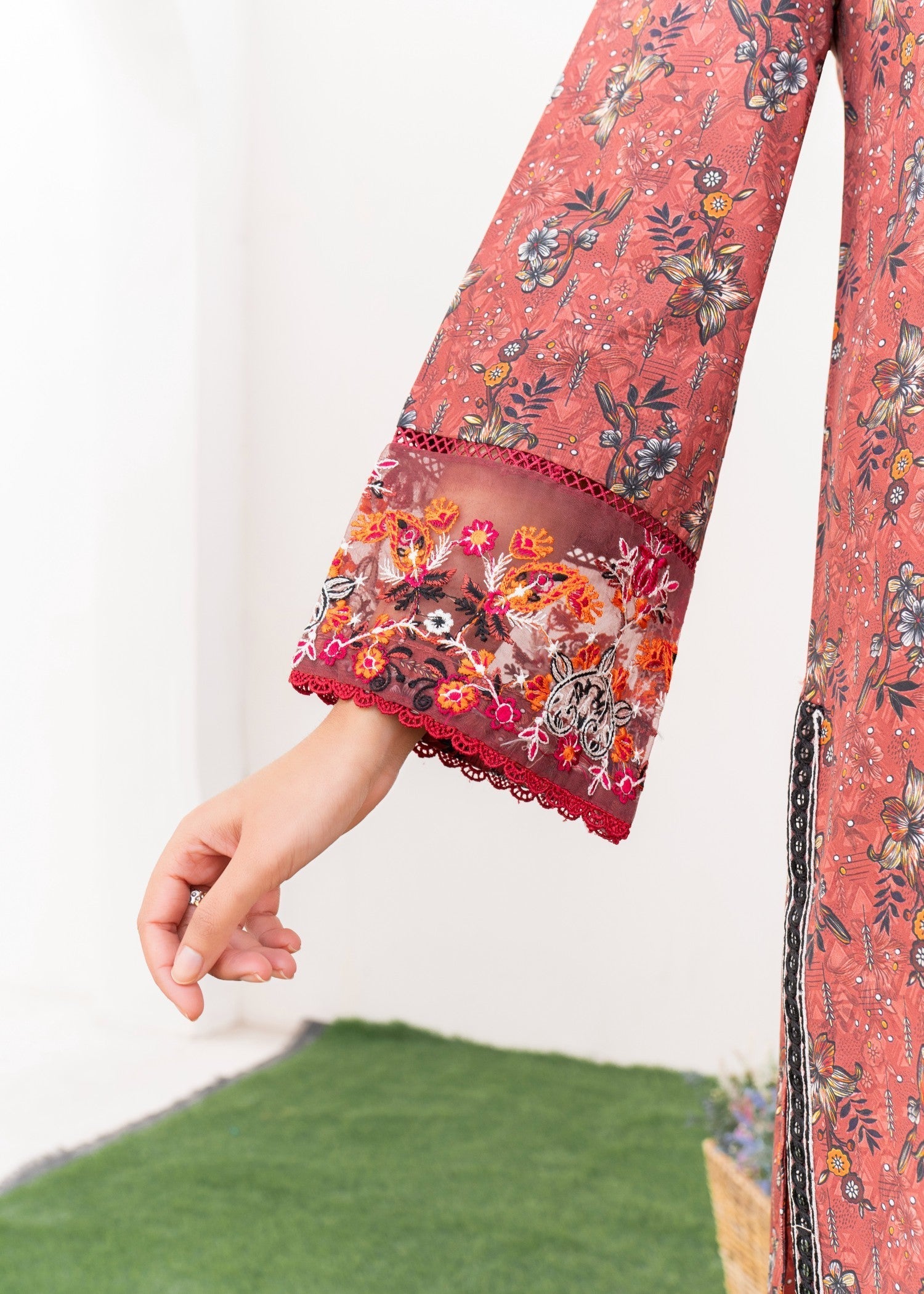 Dada Potta Stitched Pink Cambric Cotton Women 3pcs