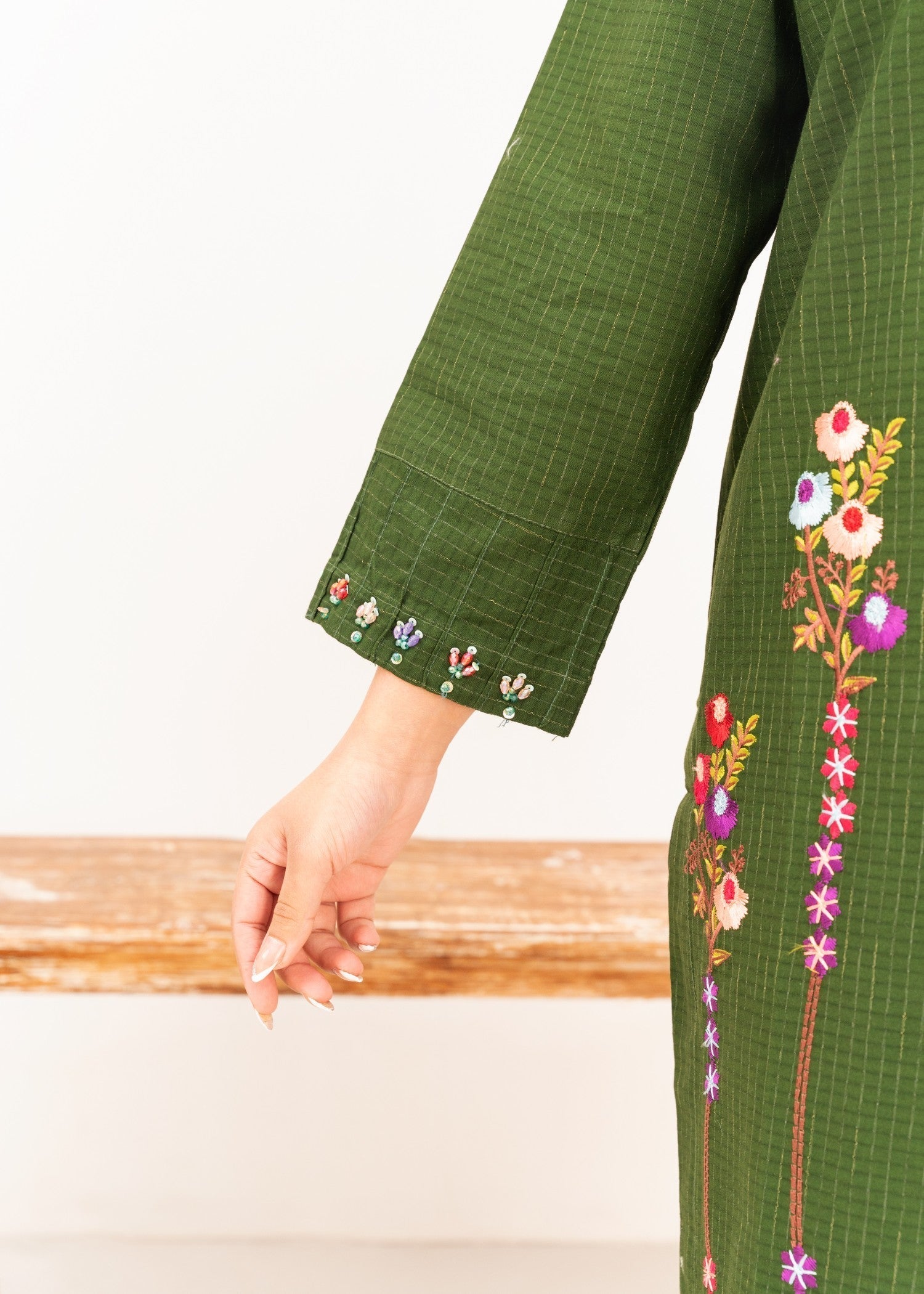 Dada Potta Embroidered Stitched Cambric Cotton Dark Green Women 2pcs