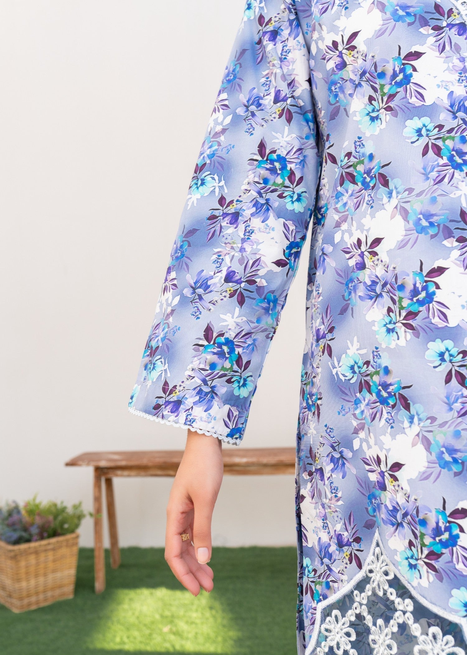 Dada Potta Stitched Lavender Cambric Cotton Women 3pcs