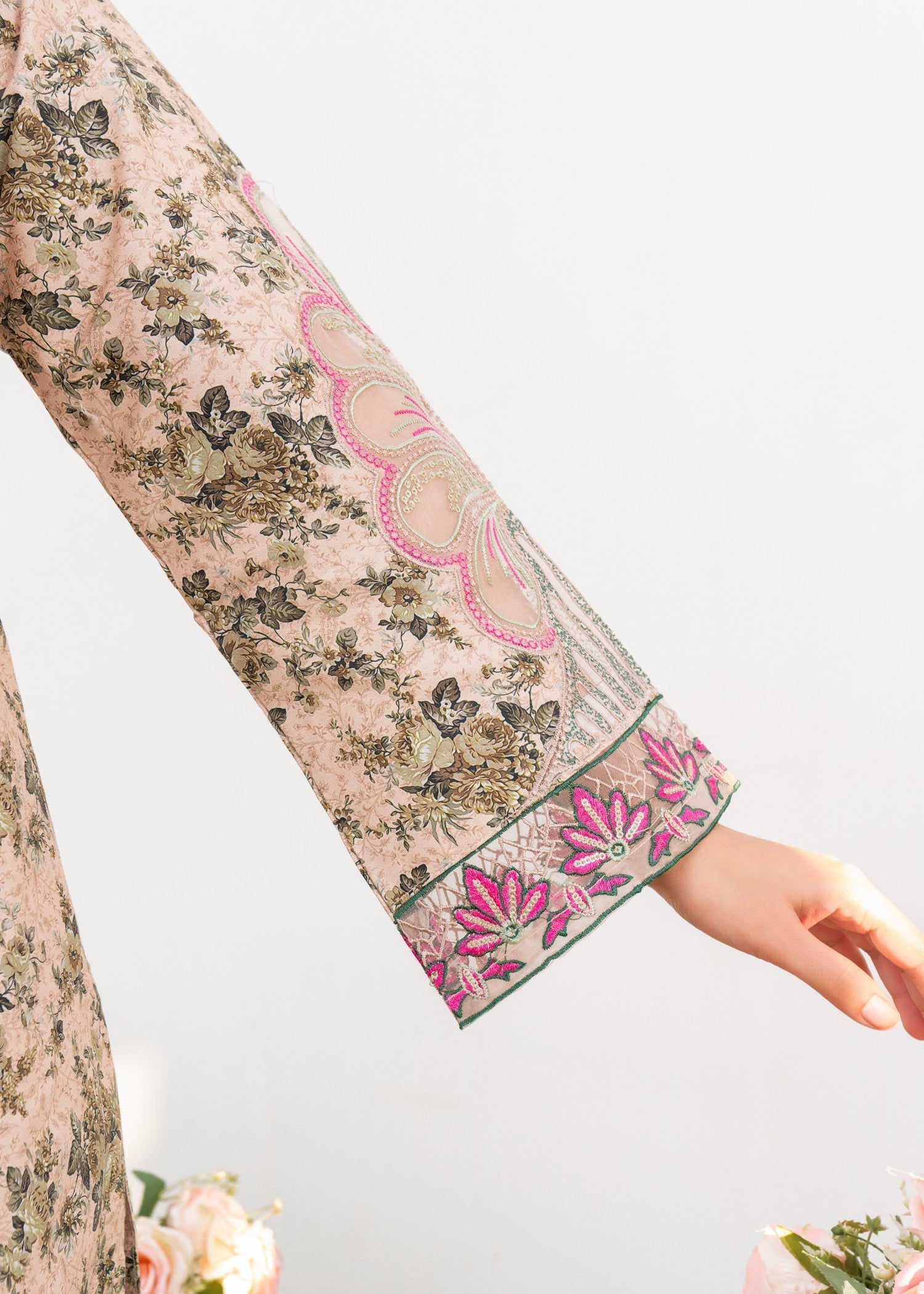 Dada Potta Stitched Beige Cambric Cotton Women 3pcs