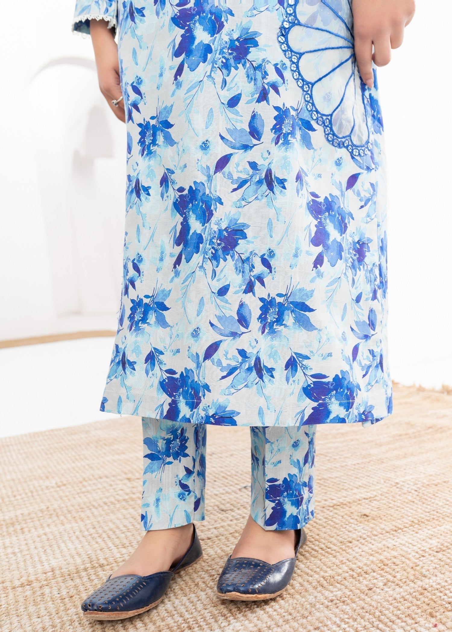 Dada Potta Stitched Sky Blue Cambric Cotton Women 3pcs