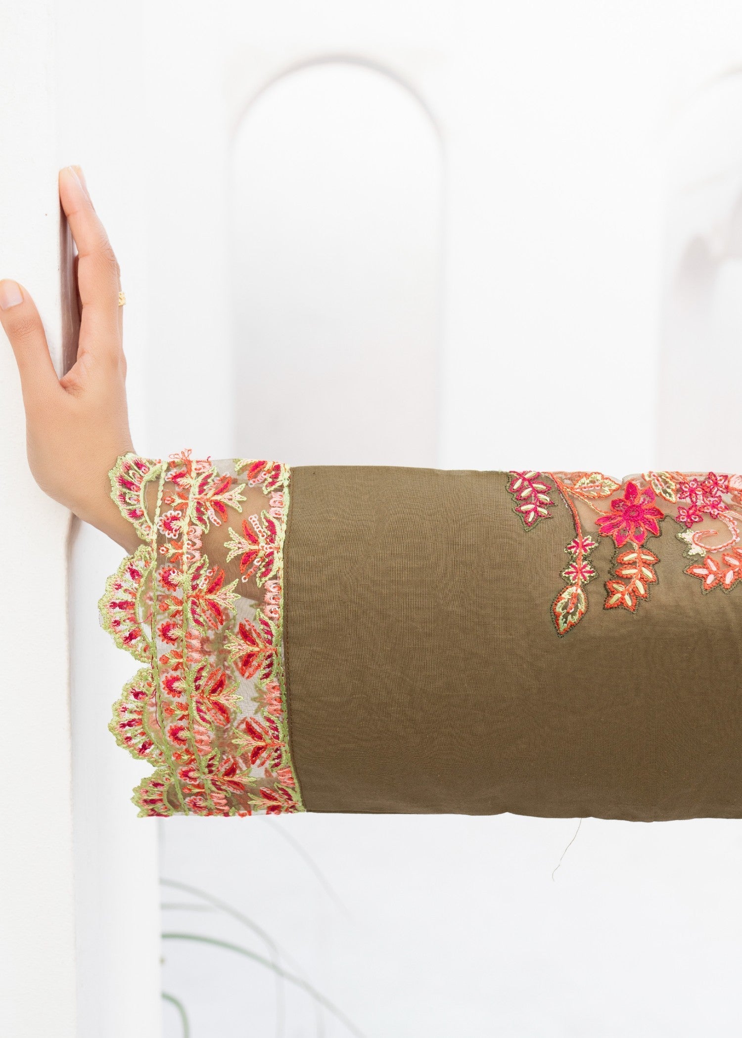 Dada Potta Stitched Brown Cambric Cotton Women 2pcs