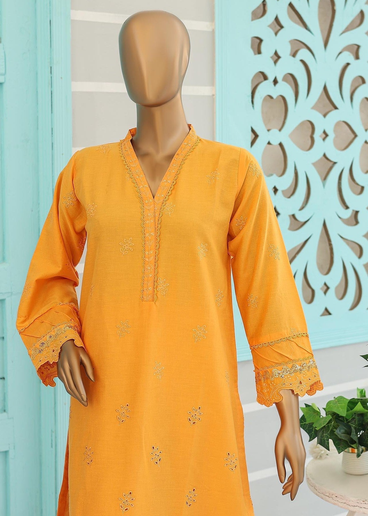 Suntex Fabrics CO ORDS Chikan Kaari MARI GOLD Women 2pcs