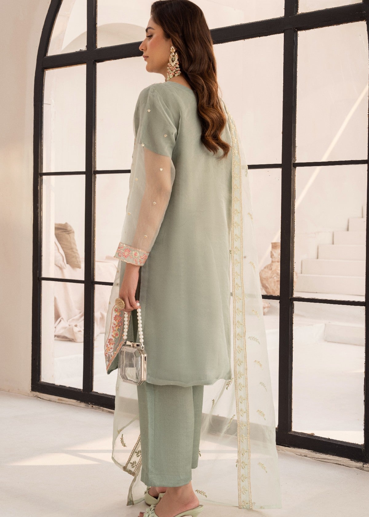 By-East Embroidered Organza Suit Women 3pcs