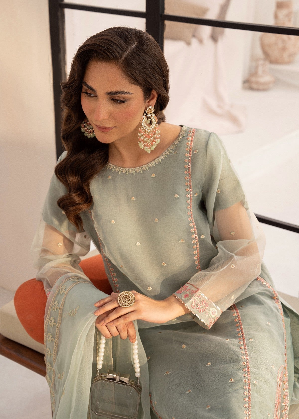 By-East Embroidered Organza Suit Women 3pcs